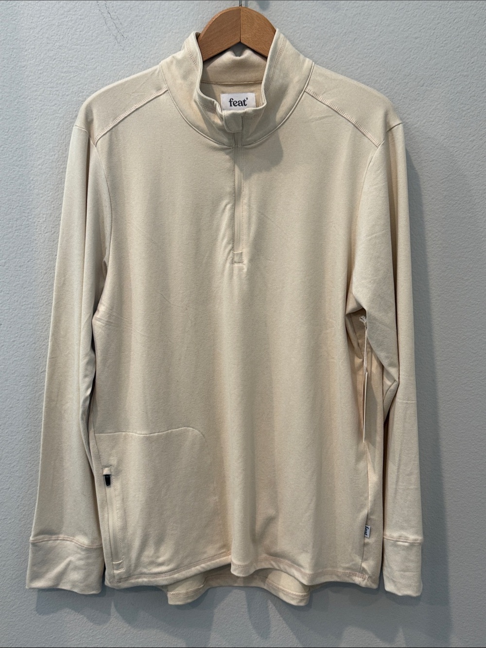 feat Lightweight Cream Half-Zip Shirt Jacket